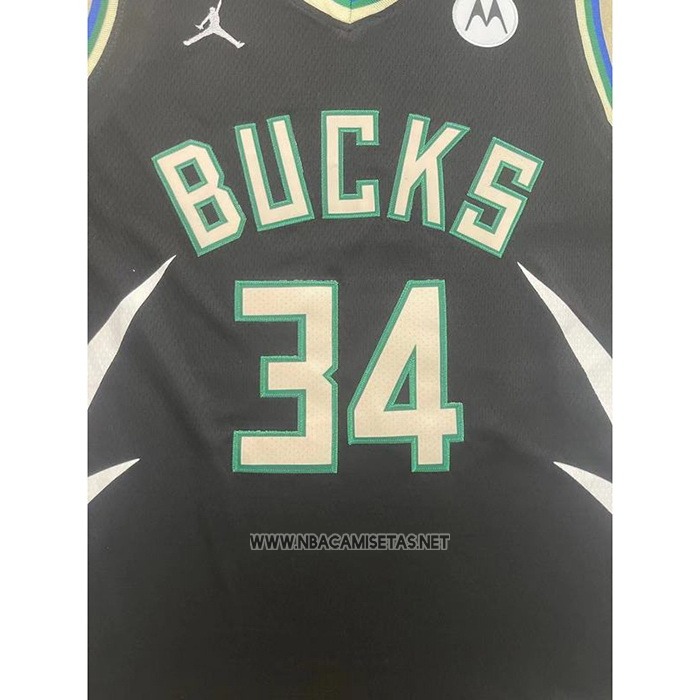 Camiseta Milwaukee Bucks Giannis Antetokounmpo NO 34 Statement 2022-23 Negro